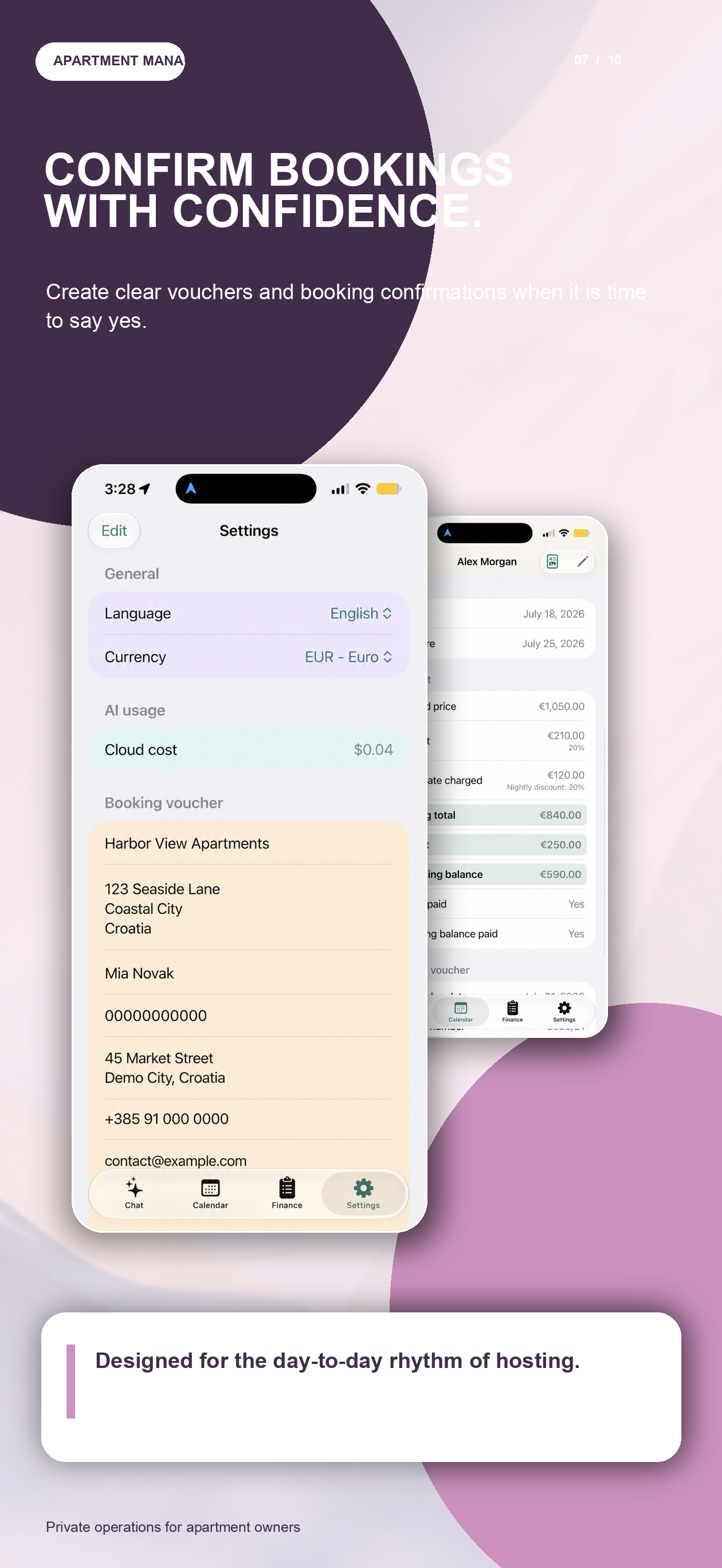 RentalBook story: Confirm bookings with confidence