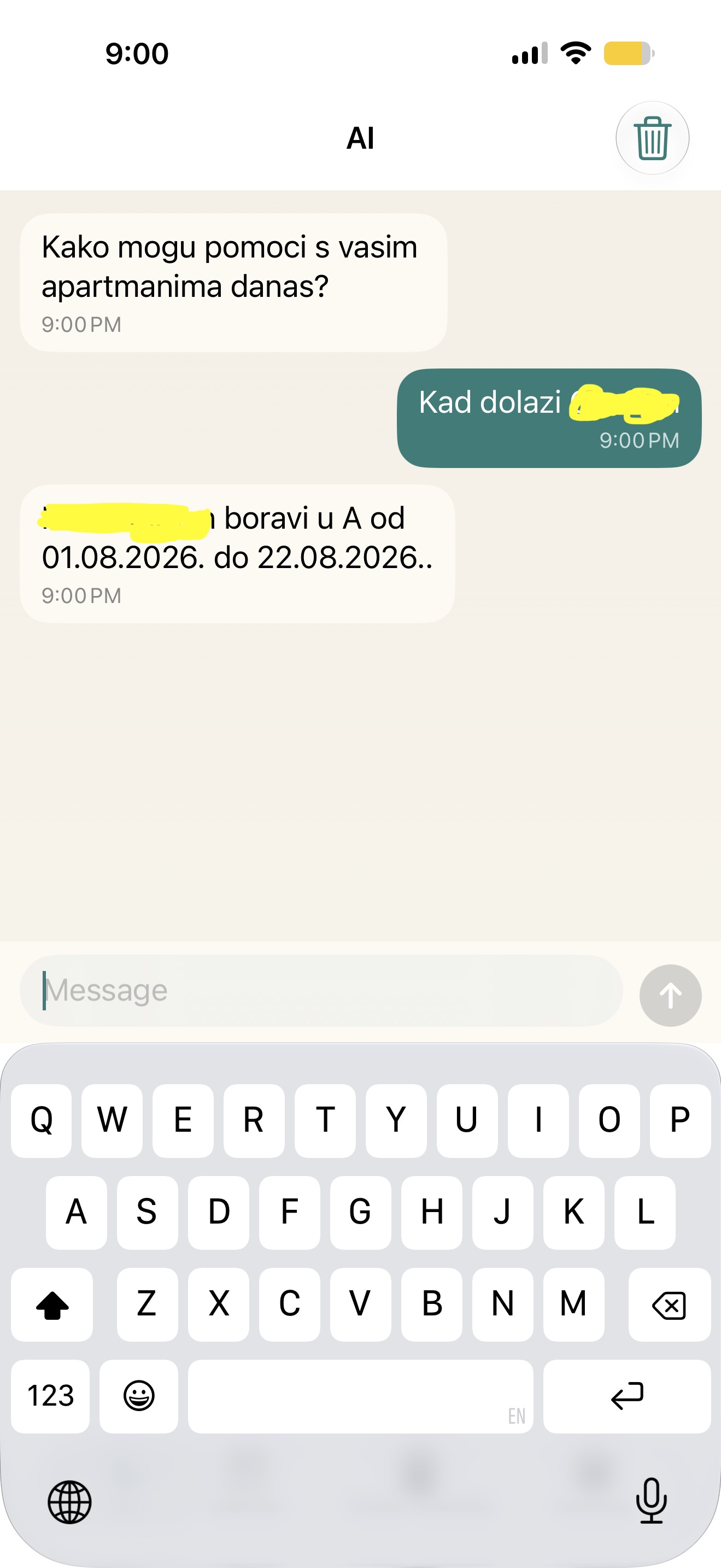 AI Chat Interface - English Mode