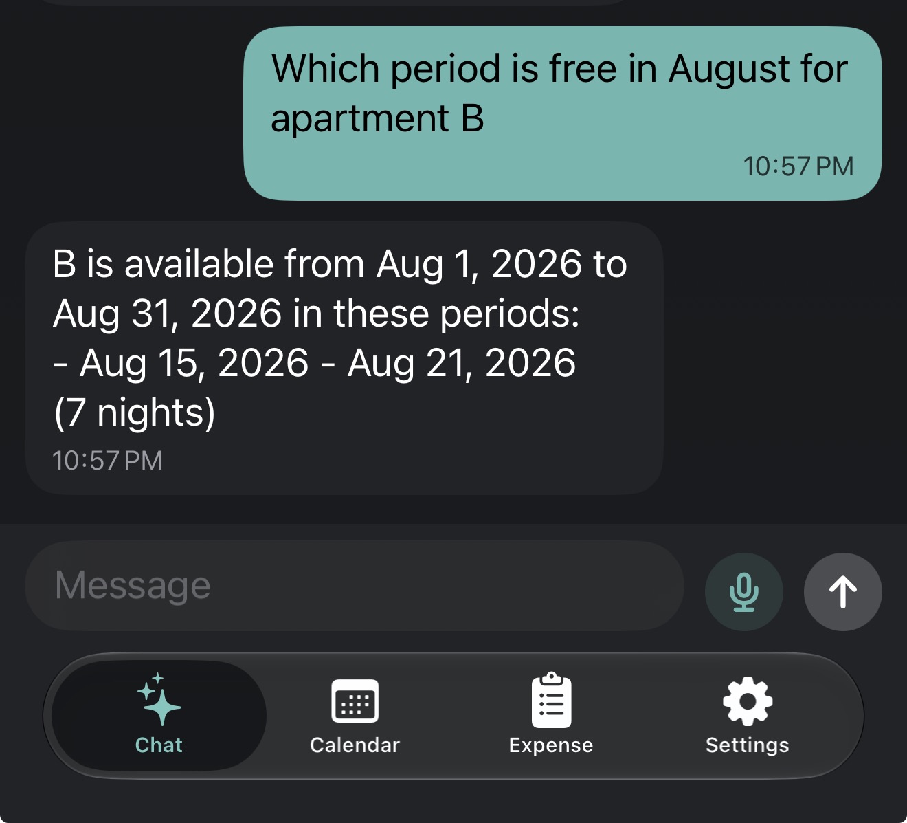 Updated availability check screen
