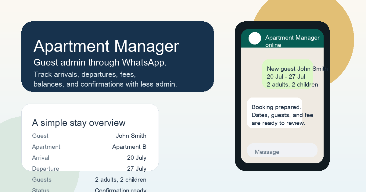 Apartment Manager booking overview on iPhone