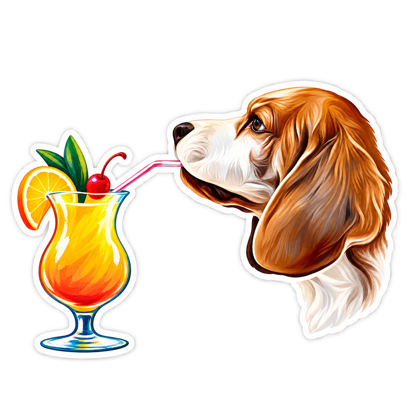 Dog drinking water sticker