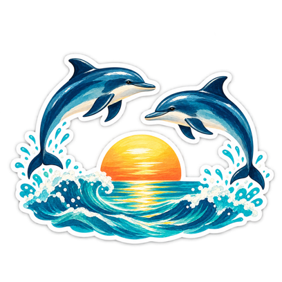 Two dolphins jumping sticker
