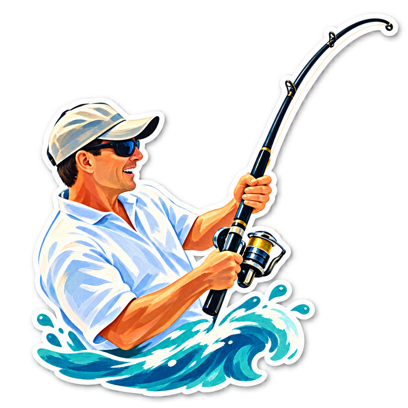 Fishing by the sea sticker