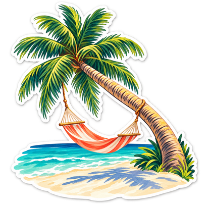 Palm tree and island sticker