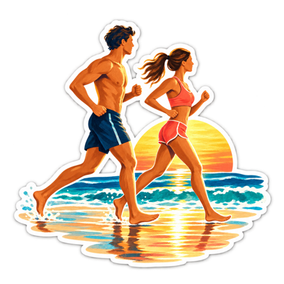Runner by the sea sticker