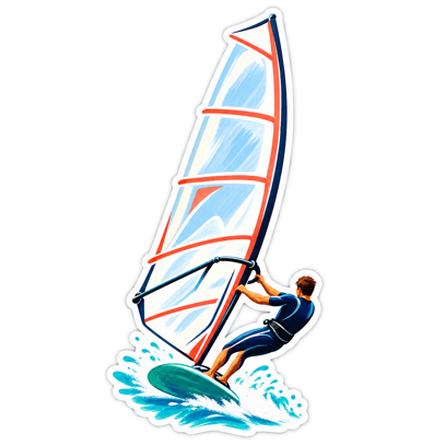 Windsurfer on blue water sticker