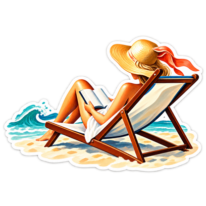Woman reading at the beach sticker
