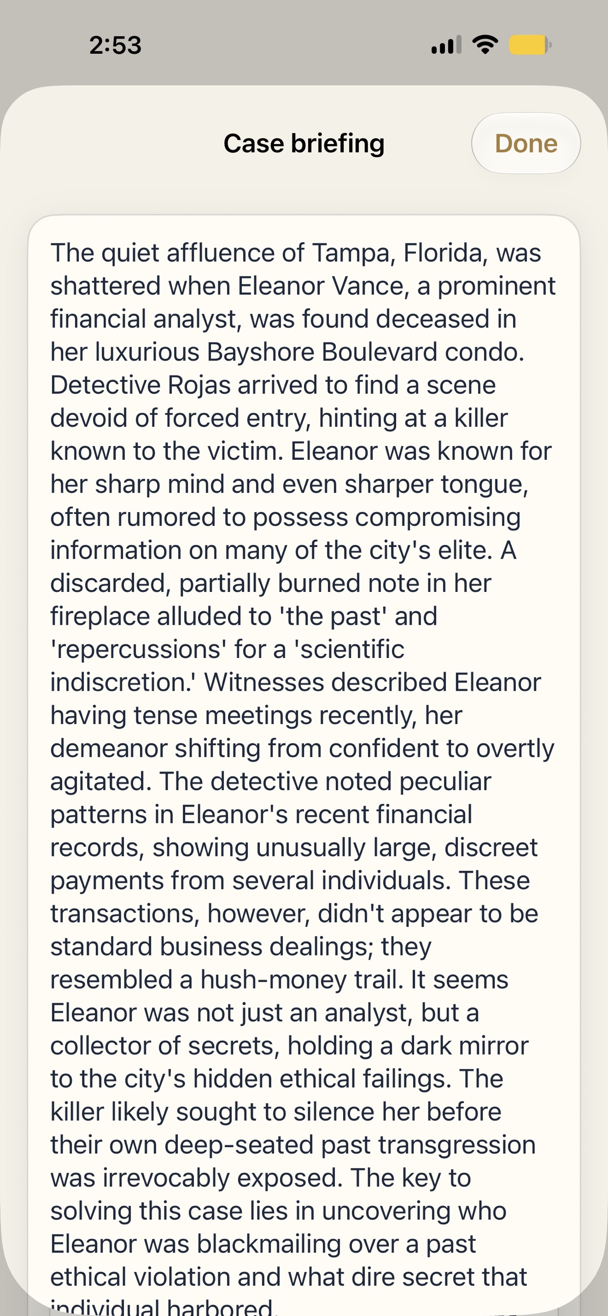 Suspect interrogation in Crime Story