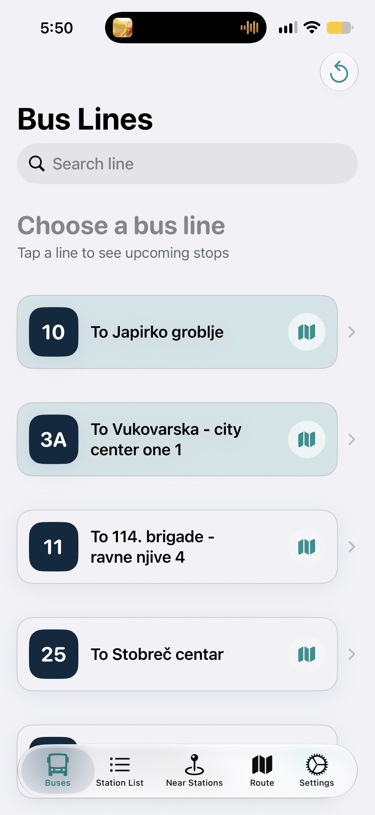 SplitBus bus line list